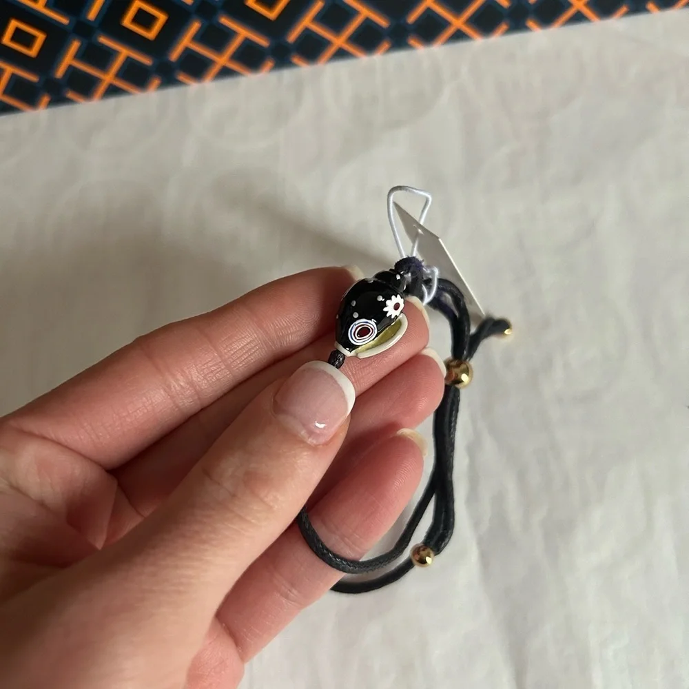 Tory Burch Shell Slider Bracelet In Tory Gold Black Multi